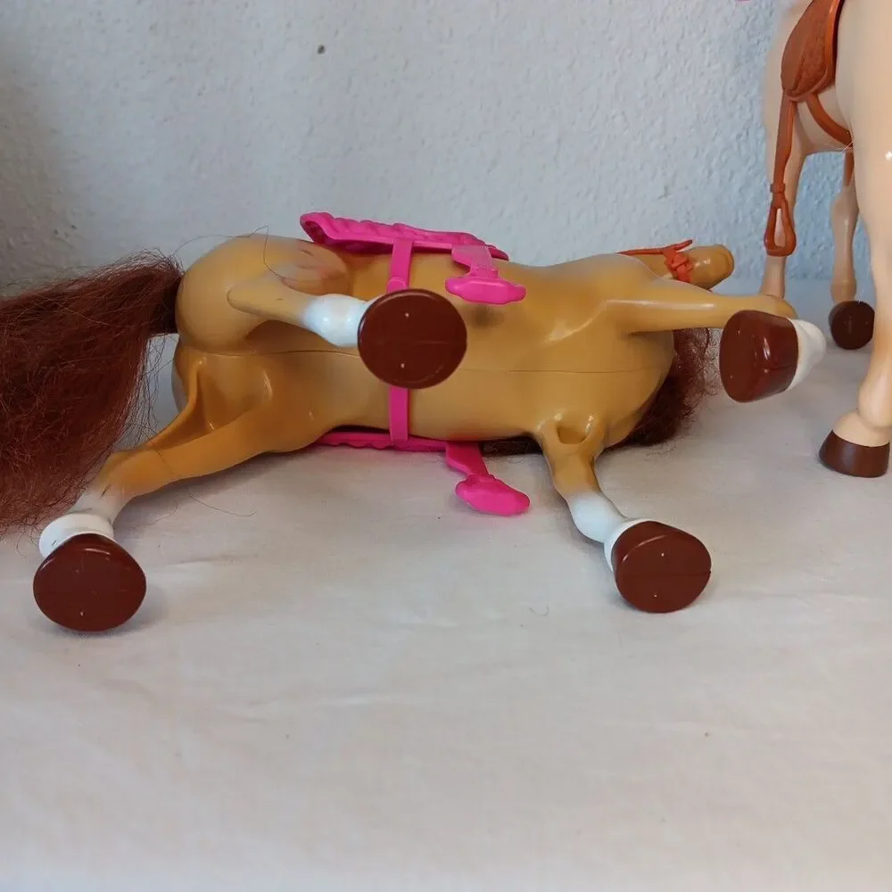 Barbie Horse Lot Pink Brown  Saddles Stable Replacement Brushable Hair